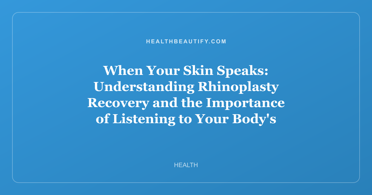 When Your Skin Speaks: Understanding Rhinoplasty Recovery and the Importance of Listening to Your Body's Signals