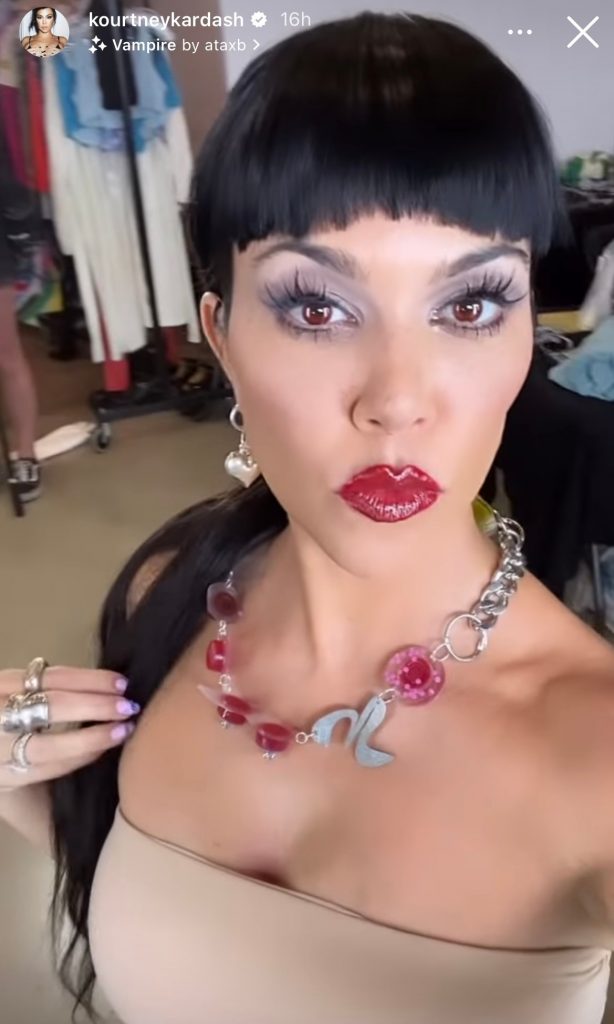Kourtney Kardashian Turned Into a Vampire With Red Eyes, Spider Lashes, and Blunt Bangs Kourtney Kardashian Turned Into a Vampire With Red Eyes, Spider Lashes, and Blunt Bangs