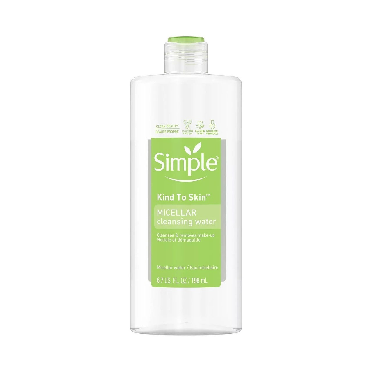 Simple Micellar Cleansing Water on white background