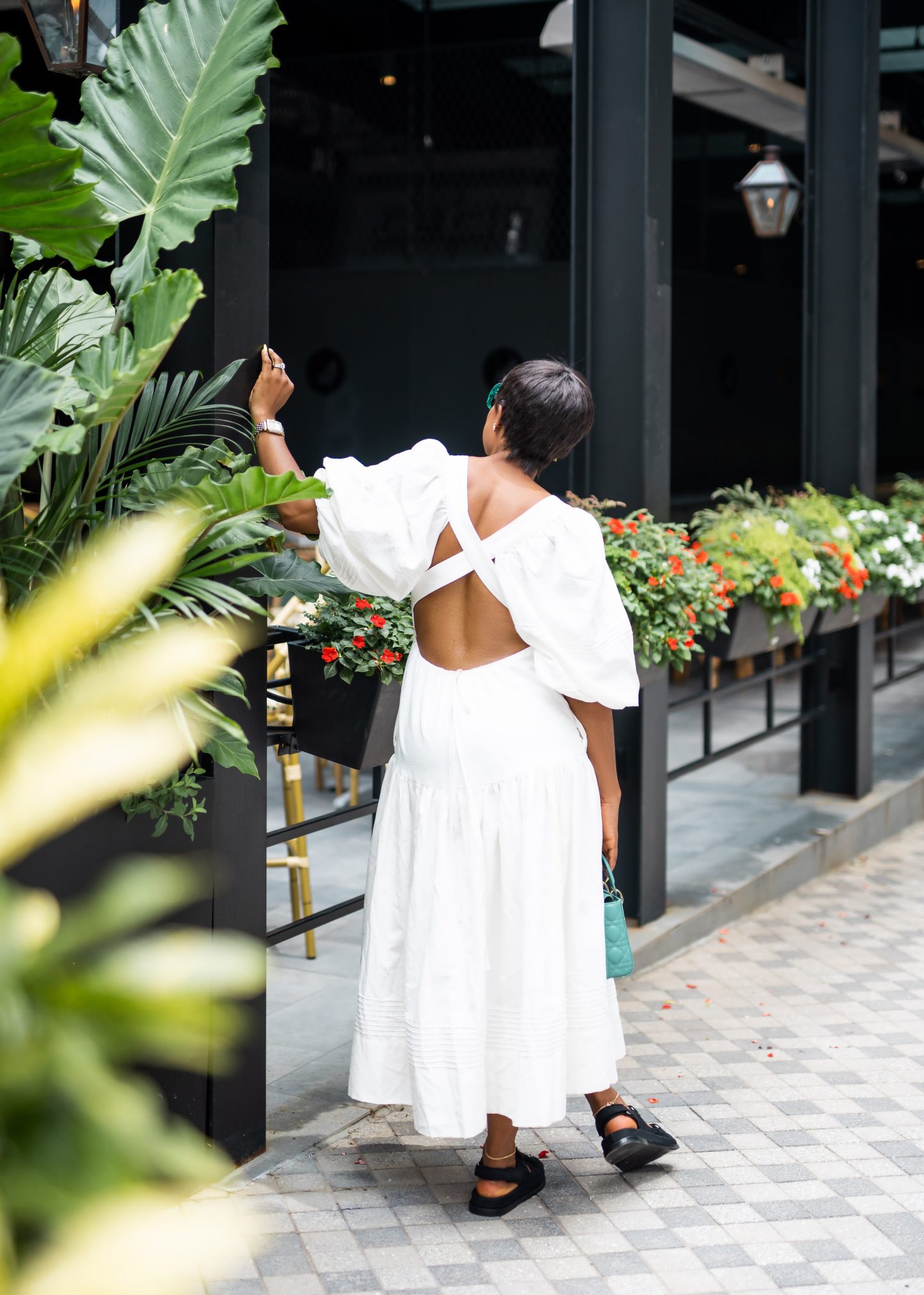 What to wear this summer in the city in Shona Joy Priscila Pin tuck cross back midi dress