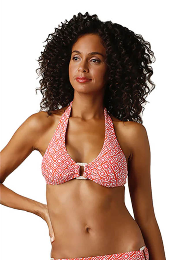 Woman wears patterned bikini by HelenJon.