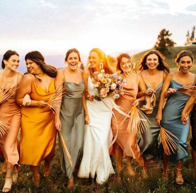 10 Trendiest Satin Bridesmaid Dresses for 2022 - Best Styles & Colors for All Maids of Honor 2 satin bridesmaid dresses