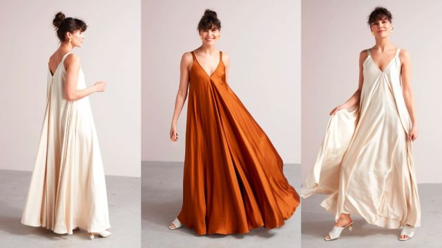 10 Trendiest Satin Bridesmaid Dresses for 2022 - Best Styles & Colors for All Maids of Honor 7 Loose maxi-dress satin bridesmaid dresses