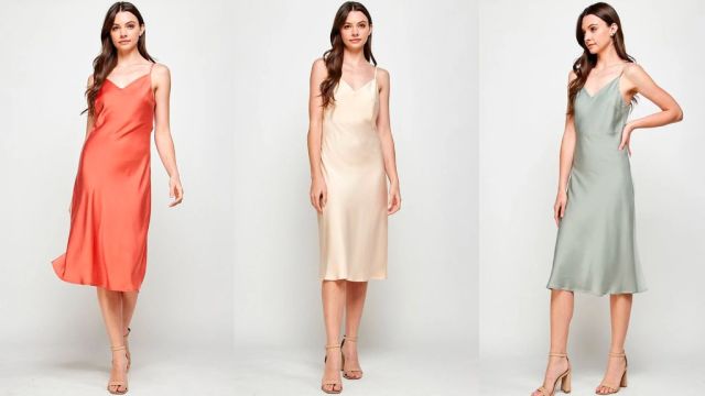 10 Trendiest Satin Bridesmaid Dresses for 2022 - Best Styles & Colors for All Maids of Honor 9 Slip-dress midi-length satin bridesmaid dresses camisole