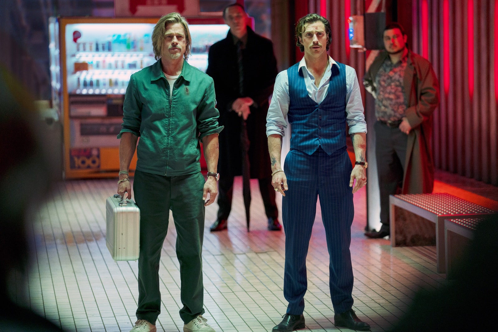 Image may contain Footwear Clothing Shoe Apparel Brad Pitt Human Person Sleeve Aaron TaylorJohnson and Pants