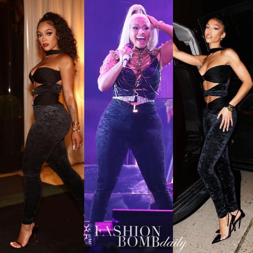 Celebs Love: Nicki Minaj, Lori Harvey and Joie Chavis All Wore Saint Laurent’s Black Velvet Cutout Catsuit, But Who Wore It Best?