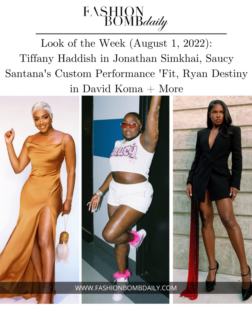 Look of the Week (August 1, 2022): Tiffany Haddish in Jonathan Simkhai, Saucy Santana’s Custom Performance ‘Fit, Ryan Destiny + More Look of the Week (August 1, 2022): Tiffany Haddish in Jonathan Simkhai, Saucy Santana’s Custom Performance ‘Fit, Ryan Destiny + More