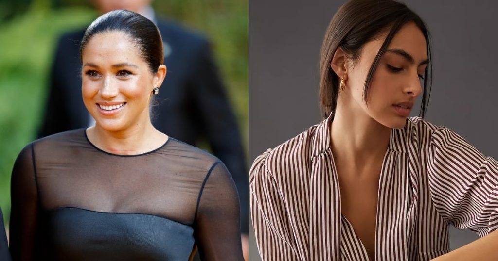 Meghan Markle Promotes Her Podcast in a Striped Blouse From Anthropologie Meghan Markle Promotes Her Podcast in a Striped Blouse From Anthropologie